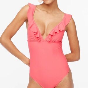 ⭐️HPx3! J. Crew Factory Swimsuit in Guava with Ruffle V-Neck. XXL. Brand new!